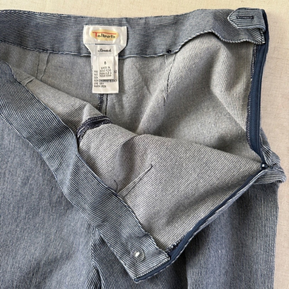 Talbots Vintage Women High Rise Zip Pinstripe Stretch Straight‎ Leg Pants Size 6 - Picture 6 of 10